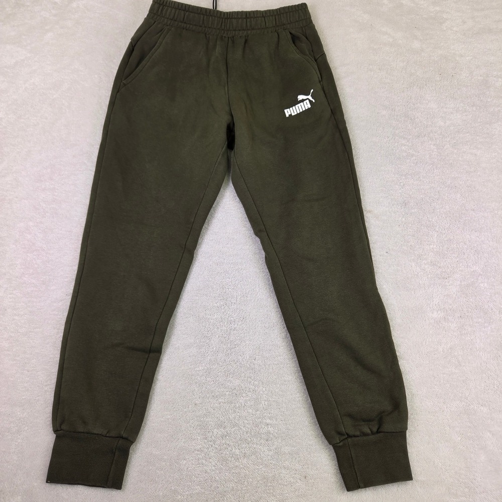Puma Mens Olive Green Fleece Lined Jogger Sweatpants Size S Small Logo 4515